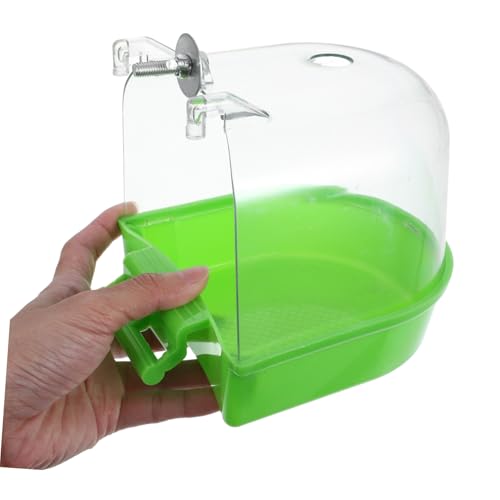 ANDRESLAD Vogelbadewanne zum Hängen Kleine Vogelbadewanne aus Kunststoff mit Glatter Oberfläche Auslaufsicher als Sand Wasserbad für Papageien und Sittiche im Käfig Praktisches Vogelbad von ANDRESLAD