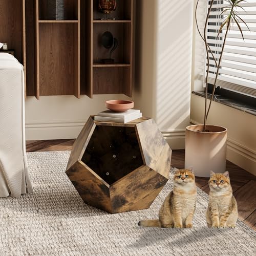 66 cm Modernes Haustiermöbel, Katzentransportbox, Beistelltisch und Sofatisch, Pflanzgefäß aus MDF, Multifunktional (Antikbraun, 66 * 66 * 53cm) von ANEC