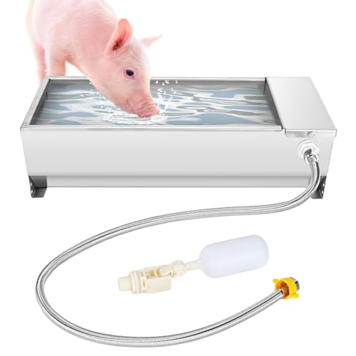 Automatische Viehtränke, 7,5 l großes Fassungsvermögen, mit Schwimmerventil, Edelstahl-Wassertank mit automatischer Befüllung, Wasserspender für Hühner, Gänse, Enten, Ziegen, Schweine Automatische Viehtränke, 7,5 l großes Fassungsvermögen, mit Schwimmerventil, Edelstahl-Wassertank mit automatischer Befüllung, Wasserspender für Hühner, Gänse, Enten, Ziegen, Schweine von ANGDI