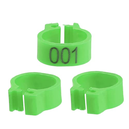 ANGGREK 100 Stück/Beutel, 8 Mm, Nummerierte Kunststoff-Beinbänder, Ringe für Brieftauben, aus Hochwertigem Material, Einfaches Clip-Design, Erhältlich in 6 Farben (Grün) von ANGGREK