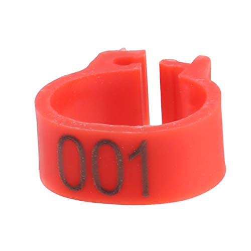 ANGGREK 100 Stück/Beutel, 8 Mm, Nummerierte Kunststoff-Beinbänder, Ringe für Brieftauben, aus Hochwertigem Material, Einfaches Clip-Design, Erhältlich in 6 Farben (Rot) von ANGGREK