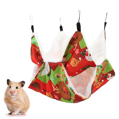 ANGGREK Doppellagige Haustier-Hängematte für Hamster, Meerschweinchen, mit Weichem Tuch, Warmem Polyester, Praktischer Aufhängung (Rot) von ANGGREK