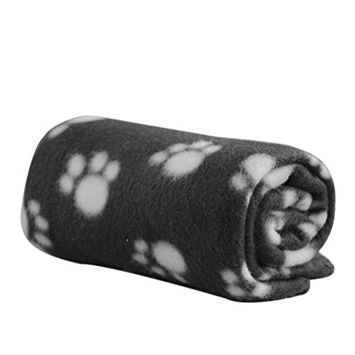 ANGGREK Doppelseitige Haustierdecke für Hunde und Katzen, Weiche, Warme Bettdecke mit Pfotenabdruck, Beruhigende Decken für Katzen, 100 X 70 cm (Black) von ANGGREK
