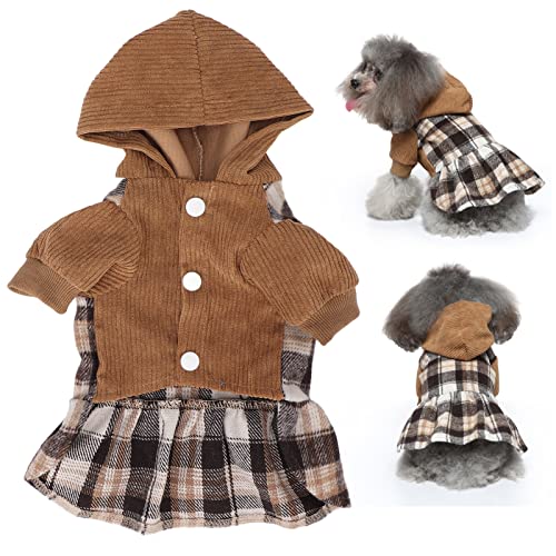ANGGREK Hundekleid mit Mütze, Warme und Modische Haustier-Winterkleidung für Kleine Hunde, Welpen (L) von ANGGREK