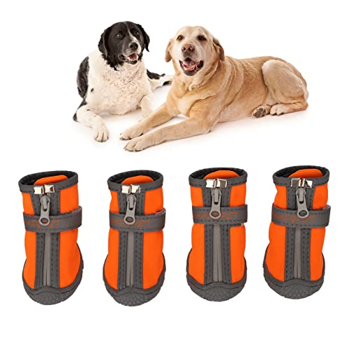 ANGGREK Hundestiefel für Kleine und Mittelgroße Hunde, Pfotenschutz, Atmungsaktive Schuhe mit Reflektierenden Riemen, rutschfeste Wanderstiefel, Wasserdicht, Langlebig, Bequem (3#) von ANGGREK