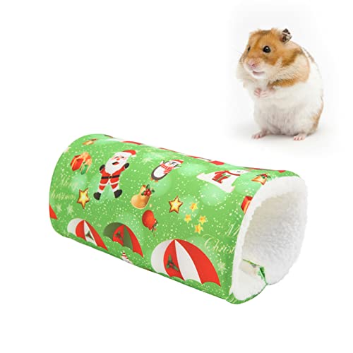ANGGREK Kleiner Haustier-Hamster-Winter-Wärmekanal aus Baumwolle, Niedliches Cartoon-Bild, Geeignet für Meerschweinchen, Chinchillas, Hamster, mit Weihnachts- und (Green) von ANGGREK
