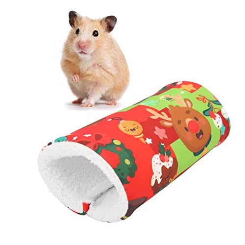 ANGGREK Kleiner Haustier-Hamster-Winter-Wärmekanal aus Baumwolle, Niedliches Cartoon-Bild, Geeignet für Meerschweinchen, Chinchillas, Hamster, mit Weihnachts- und (Rot) von ANGGREK