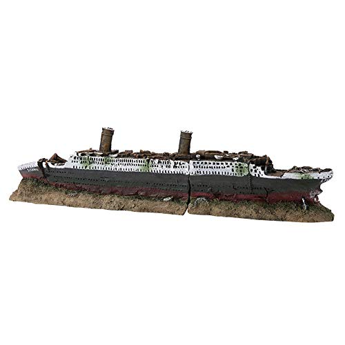 ANGGREK Lebhaftes und Farbenfrohes Aquarium-Ornament „Titanic Wrecked Ship“, das Ihrem Aquarium Natürliches Leben Verleiht von ANGGREK