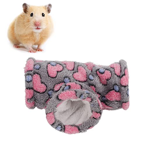 ANGGREK Plüsch-3-Wege-Hamster-Tunnel-Spielzeug für Kleine Haustiere, Versteck, Höhle, Röhre, Meerschweinchen, Hamster, Zuckergleiter, Haustierzubehör (Ich Liebe Grau) von ANGGREK