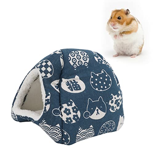 ANGGREK Weiches Material für den Winter, Warmes Hamsterbett, Katzenkopfmuster, Mehrere Platzierungen für Chinchilla, Meerschweinchen, Igel, Frettchen (Blauer Katzenkopf) von ANGGREK