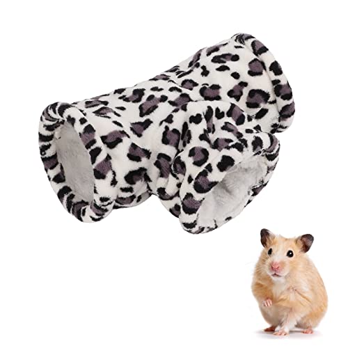 ANGRREK Hamster-3-Wege-Tunnel-Spielzeug, Geräumig, mit T-förmigem Design, Winterwarmer Tunnel für Meerschweinchen-Igel-Spaß und Schlaftunnel (Grauer Leopard) von ANGGREK