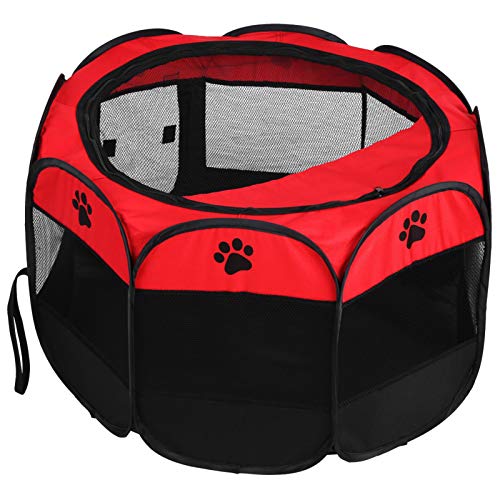 Pet -Spielstall, Faltbarer Hundekäfig mit Maschenabdeckung, Tragbarer Indoor -Outdoor Spielstall, Stark und Geräumig, Einfach Eingerichtet und Aufbewahrt für Kleine Hundekatze Kaninchenküken, Bequem von ANGGREK