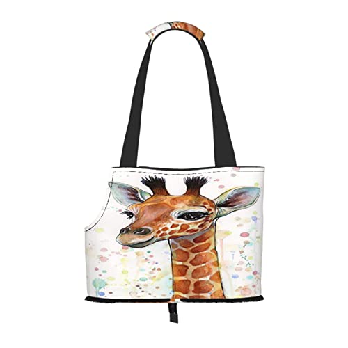 Aquarell-Baby-Giraffe Bedruckt, Haustiertragetaschen, Umhängetasche, Faltbare Einkaufstasche für Haustiere von ANGYANG