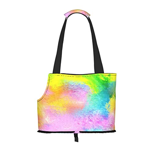 Aquarell Psychedelia Rainbow Waves, Pet Carrier Handtaschen, Umhängetasche, Faltbare Einkaufstasche für Haustiere von ANGYANG