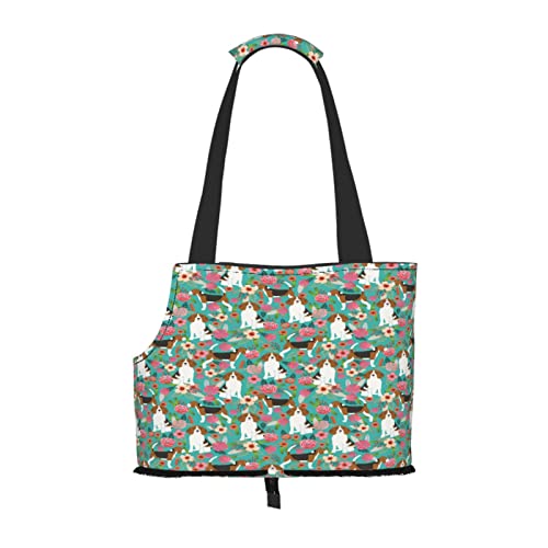 Beagle Florals Dog, Pet Carrier Handtaschen, Umhängetasche, Faltbare Tragetasche für Haustiere von ANGYANG