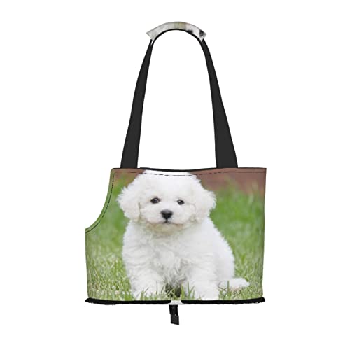 Bichon Frise Dog Printed, Pet Carrier Handtaschen, Umhängetasche, Faltbare Tragetasche für Haustiere von ANGYANG