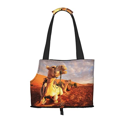 Camels Rest Desert Printed, Pet Carrier Handtaschen, Umhängetasche, Faltbare Tragetasche für Haustiere von ANGYANG