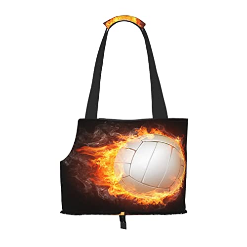 Cool Fire Flame Volleyball Ball, Handtaschen für Haustiere, Umhängetasche, Faltbare Tragetasche für Haustiere von ANGYANG