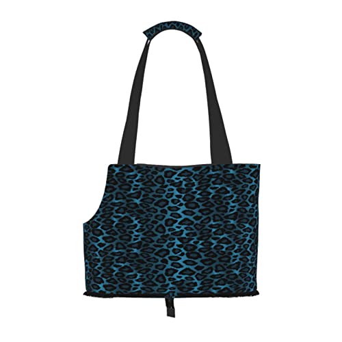 Cooler Blauer Leoparden-Tierdruck, Haustiertragetaschen, Umhängetasche, Faltbare Einkaufstasche für Haustiere von ANGYANG