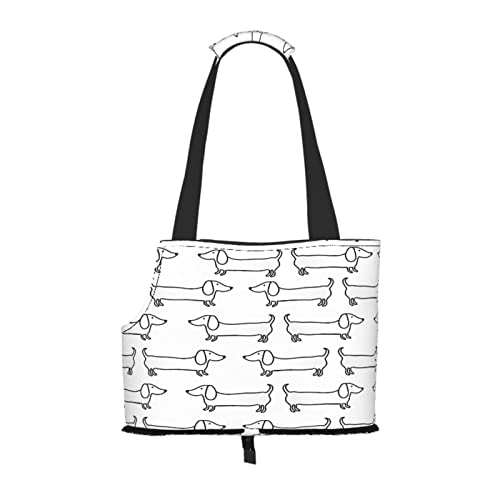 Dackel in Schwarz Weiß, Haustiertragetaschen, Umhängetasche, Faltbare Einkaufstasche für Haustiere von ANGYANG