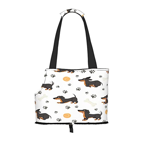 Dackel nahtloses Muster entzückende Haustiere lustig, Haustiertragetaschen, Umhängetasche, Faltbare Einkaufstasche für Haustiere von ANGYANG