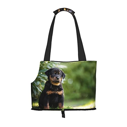 Französischer Schäferhund Beauceron Black Puppy Cute, Pet Carrier Handtaschen, Umhängetasche, Faltbare Tragetasche für Haustiere von ANGYANG