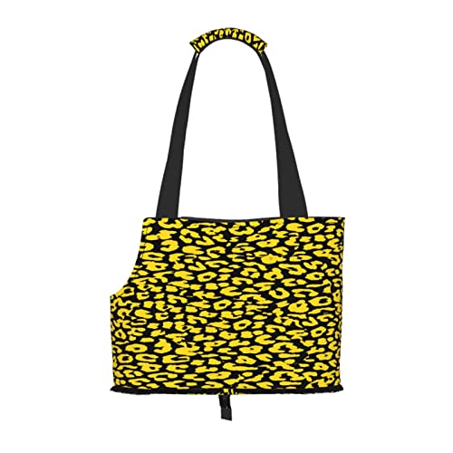 Gelbes und schwarzes Fell mit Leopardenmuster, Haustiertragetaschen, Umhängetasche, Faltbare Einkaufstasche für Haustiere von ANGYANG