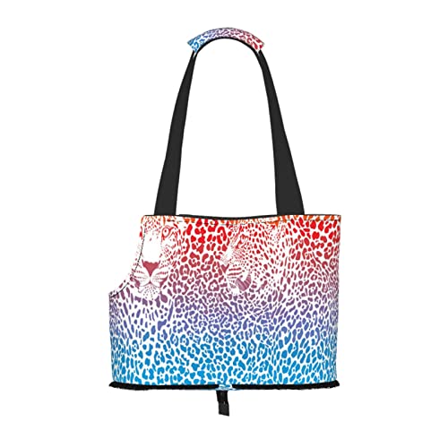 Leopard-Regenbogen-Muster-Hintergrund, Haustiertragetaschen, Umhängetasche, Faltbare Einkaufstasche für Haustiere von ANGYANG