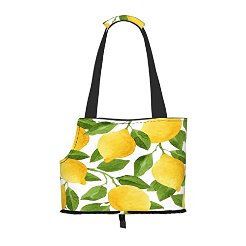 Leuchtend gelbe Aquarell-Zitronen, Haustiertragetaschen, Umhängetasche, Faltbare Einkaufstasche für Haustiere von ANGYANG