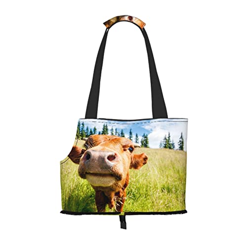 Lustige 3D-Kuh niedlich, Haustiertragetaschen, Umhängetasche, Faltbare Einkaufstasche für Haustiere von ANGYANG