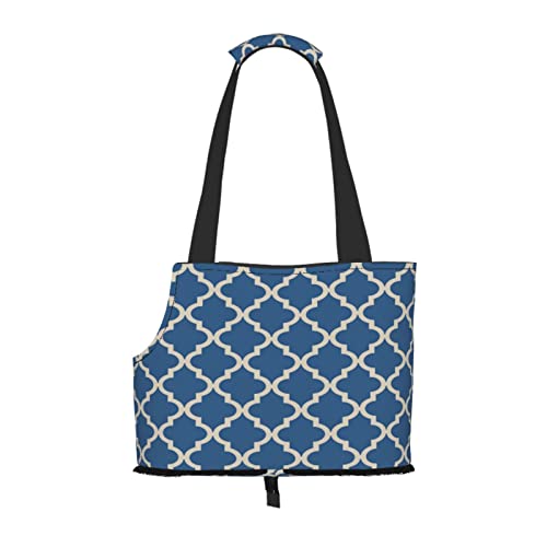 Marokkanisches Blau & Beige, Haustiertragetaschen, Umhängetasche, Faltbare Tragetasche für Haustiere von ANGYANG