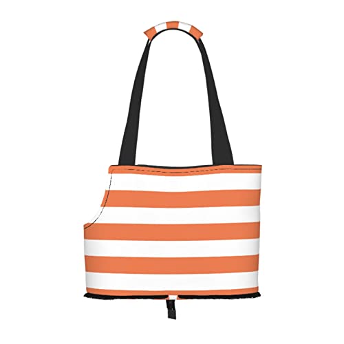 Moderne orange und weiße Streifen, Haustiertragetaschen, Umhängetasche, Faltbare Einkaufstasche für Haustiere von ANGYANG