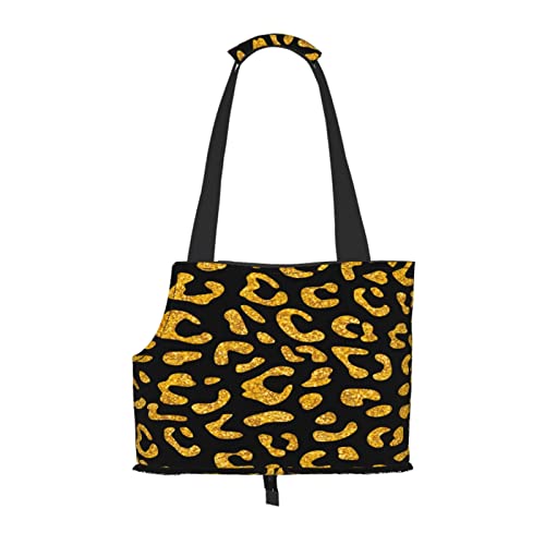Nahtloses Leopardenmuster Design Tiergelb, Haustiertragetaschen, Umhängetasche, Faltbare Einkaufstasche für Haustiere von ANGYANG