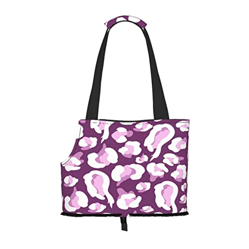 Nahtloses Muster mit rosa Leopardenhaut, Haustiertragetaschen, Umhängetasche, Faltbare Einkaufstasche für Haustiere von ANGYANG