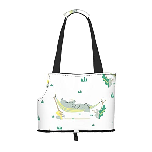 Nashorn-Muster auf weißem Hintergrund, Haustiertragetaschen, Umhängetasche, Faltbare Einkaufstasche für Haustiere von ANGYANG