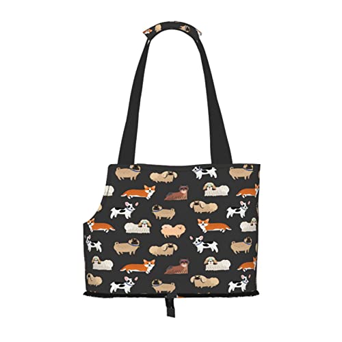 Niedliches dekoratives Hundemuster, Haustiertragetaschen, Umhängetasche, Faltbare Einkaufstasche für Haustiere von ANGYANG