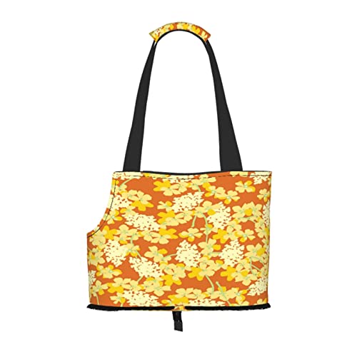 Orangefarbene Blumen, Haustiertragetaschen, Umhängetasche, Faltbare Einkaufstasche für Haustiere von ANGYANG
