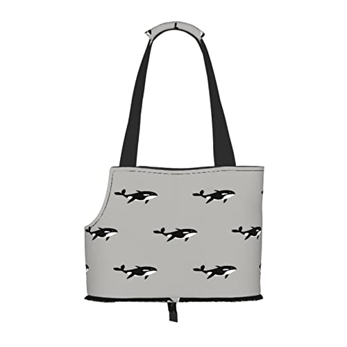 Orca Whale Seamless Pattern Cartoon Style, Pet Carrier Handtaschen, Umhängetasche, Faltbare Tragetasche für Haustiere von ANGYANG