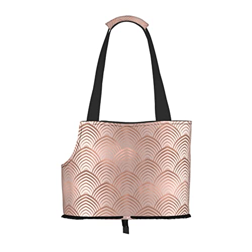 Pink Rose Copper Grey Art Deco Seashells Scales, Pet Carrier Handtaschen, Umhängetasche, Faltbare Einkaufstasche für Haustiere von ANGYANG