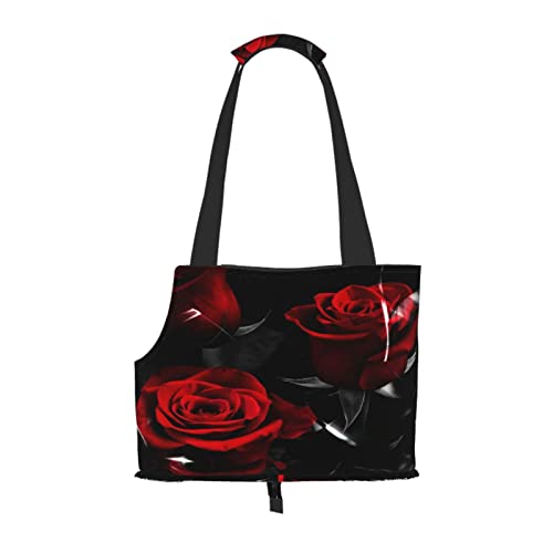 Roter Rosendruck, Haustiertragetaschen, Umhängetasche, Faltbare Einkaufstasche für Haustiere von ANGYANG