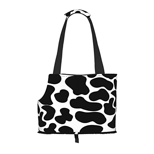 Schwarze Kuhflecken Tierdruck, Haustiertragetaschen, Umhängetasche, Faltbare Einkaufstasche für Haustiere von ANGYANG