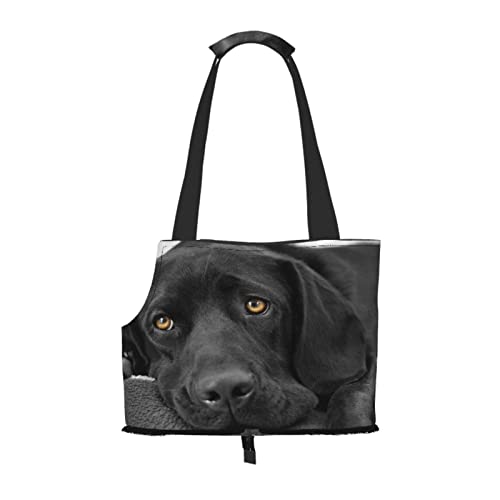 Schwarzer Labrador-Hund, Welpe, süßer Hund, Haustiertragetasche, Umhängetasche, Faltbare Tragetasche für Haustiere von ANGYANG