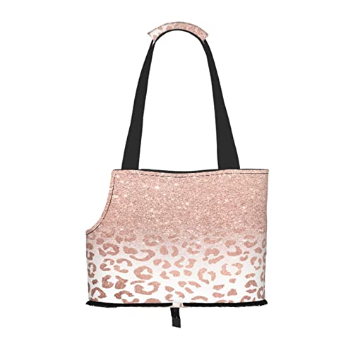 Trendy Faux Rose Gold Glitter Ombre Leopard, Haustiertragetaschen, Umhängetasche, Faltbare Einkaufstasche für Haustiere von ANGYANG