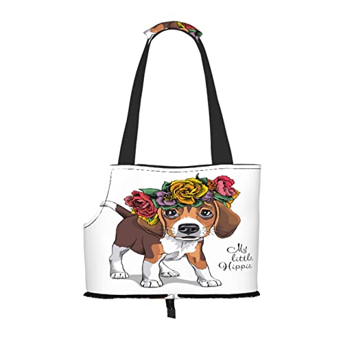 Welpen-Beagle-Blumenkopfkranz, Haustiertragetaschen, Umhängetasche, Faltbare Einkaufstasche für Haustiere von ANGYANG