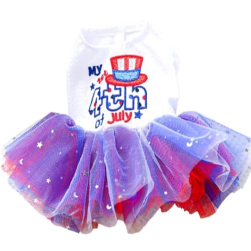 ANIAC 4. Juli Mädchen-Hundekleid mit Sternen, Unabhängigkeit, Welpenkleidung für kleine Hunde, 1. Unabhängiger Tag, Katzen-Outfit, patriotisches Haustier-Prinzessinnen-Tutu-Rock (Independence, Größe M von ANIAC