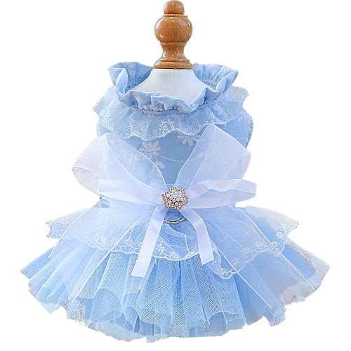ANIAC Gänseblümchen-Kleid für kleine Hunde mit Leinen-Ring, Schleife, Knoten, Hochzeitskleid, Valentinstag, Katzen-Outfit, ausgefallenes Haustier-Partykleid für Kätzchen, Chihuahua, Yorkie, Zwergspitz von ANIAC