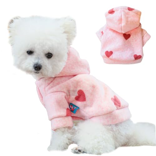 ANIAC Hunde-Kapuzenpullover für kleine Hunde, Valentinstag, Welpen-Kleidung mit Leinen-Ring, niedliches Herzmuster, Katzenpullover, Kapuzen-Sweatshirt für Chihuahua, Kätzchen, Rosa Herz, Größe XL ANIAC Hunde-Kapuzenpullover für kleine Hunde, Valentinstag, Welpen-Kleidung mit Leinen-Ring, niedliches Herzmuster, Katzenpullover, Kapuzen-Sweatshirt für Chihuahua, Kätzchen, Rosa Herz, Größe XL von ANIAC
