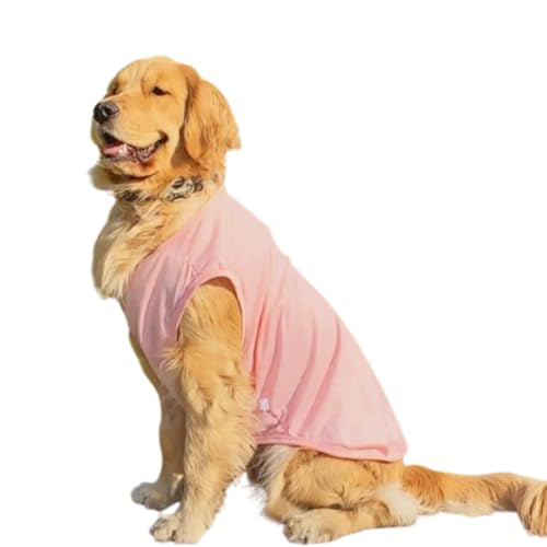 ANIAC Hunde-T-Shirt für mittelgroße Hunde, Mädchen und Jungen, solide Baumwolle, Sommer-Tanktop, atmungsaktiv, ärmellos, kühlende Haustierkleidung für Hunde von 20 - 25 kg, Rosa 1, 5XL von ANIAC