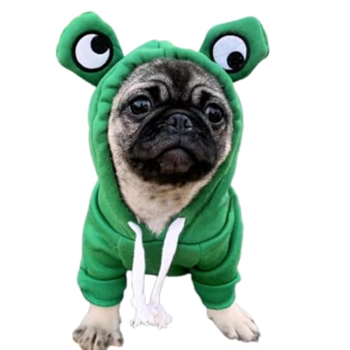 ANIAC Lustige Haustierkleidung für kleine Hunde, Katzen, Mädchen, Frosch-Kapuzenpullover, warmes Sweatshirt, Mantel mit Augenkapuze, Herbstwelpe, Katze, Kleidung, Weihnachten, Halloween, Froschkostüm von ANIAC