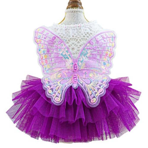ANIAC Schmetterlings-Hundekleid mit lila Tutu, lustige Hundekleidung mit Flügel, Mädchen, Welpenkleid für kleine Hunde, Haustiere, Schmetterlingskostüm, Urlaub, Katzen-Outfit für Halloween, ANIAC Schmetterlings-Hundekleid mit lila Tutu, lustige Hundekleidung mit Flügel, Mädchen, Welpenkleid für kleine Hunde, Haustiere, Schmetterlingskostüm, Urlaub, Katzen-Outfit für Halloween, von ANIAC